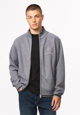 Wucio chandail en molleton zippé pour homme, Gris chiné - BM24916