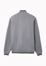 Wucio chandail en molleton zippé pour homme, Gris chiné - BM24916