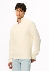 Wryan Men's Quarter-Zip Sweater, Milk - BM24917
