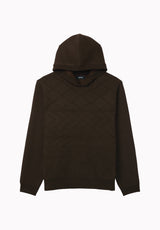 Waolo Men's Geometric Pattern Sweater Fleece Hoodie, Dark Earth - BM24918