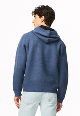Waolo Men's Geometric Pattern Sweater Fleece Hoodie, Htr Whale - BM24918