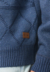 Waolo Men's Geometric Pattern Sweater Fleece Hoodie, Htr Whale - BM24918