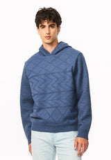 Waolo Men's Geometric Pattern Sweater Fleece Hoodie, Htr Whale - BM24918