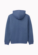 Waolo Men's Geometric Pattern Sweater Fleece Hoodie, Htr Whale - BM24918