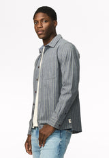Satoshi chemise rayée à manches longues pour homme, Indigo vintage - BM24922