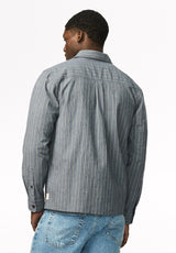 Satoshi chemise rayée à manches longues pour homme, Indigo vintage - BM24922