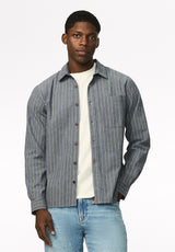 Satoshi chemise rayée à manches longues pour homme, Indigo vintage - BM24922