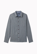 Satoshi chemise rayée à manches longues pour homme, Indigo vintage - BM24922