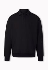 Kapeo Men's Long Sleeve Buffalo Embroidery Polo, Black - BM24938