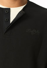 Kafael henley texturé à manches longues pour homme, Noir - BM24940
