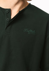 Kafael henley texturé à manches longues pour homme, Mer foncée - BM24940