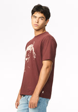 Tulio t-shirt à motif tête de taureau vintage pour homme, Acajou rouge - BM24964