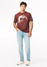 Tulio t-shirt à motif tête de taureau vintage pour homme, Acajou rouge - BM24964