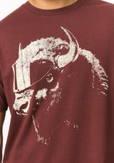 Tulio t-shirt à motif tête de taureau vintage pour homme, Acajou rouge - BM24964
