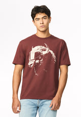 Tulio t-shirt à motif tête de taureau vintage pour homme, Acajou rouge - BM24964