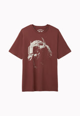 Tulio t-shirt à motif tête de taureau vintage pour homme, Acajou rouge - BM24964