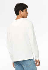 Kitchell chandail côtelé à manches longues et col rond pour homme, Blanc - BM24973