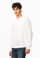 Kambo henley côtelé à manches longues pour homme, Blanc - BM24974