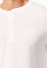 Kambo henley côtelé à manches longues pour homme, Blanc - BM24974
