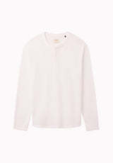 Kambo henley côtelé à manches longues pour homme, Blanc - BM24974
