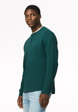 Kambo henley côtelé à manches longues pour homme, Mer foncée - BM24974