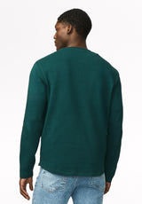 Kambo henley côtelé à manches longues pour homme, Mer foncée - BM24974