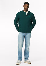 Kambo henley côtelé à manches longues pour homme, Mer foncée - BM24974