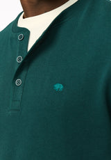 Kambo henley côtelé à manches longues pour homme, Mer foncée - BM24974
