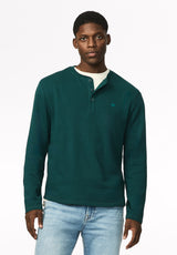 Kambo henley côtelé à manches longues pour homme, Mer foncée - BM24974