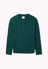 Kambo henley côtelé à manches longues pour homme, Mer foncée - BM24974