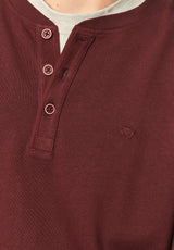 Kambo henley côtelé à manches longues pour homme, Acajou rouge - BM24974