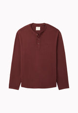 Kambo henley côtelé à manches longues pour homme, Acajou rouge - BM24974