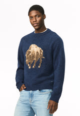 Wendor Men's Buffalo Graphic Crew Neck Sweater, Whale - BM24986