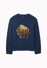 Wendor Men's Buffalo Graphic Crew Neck Sweater, Whale - BM24986