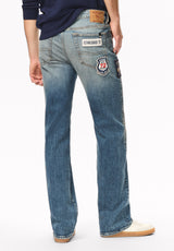 Ruffer Men's Easy Fit Patched Jeans, Contrast Sanded - BM26197