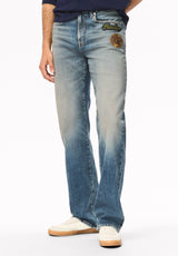 Ruffer Men's Easy Fit Patched Jeans, Contrast Sanded - BM26197