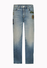Ruffer Men's Easy Fit Patched Jeans, Contrast Sanded - BM26197