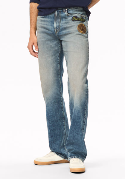 Ruffer Men's Easy Fit Patched Jeans, Contrast Sanded - BM26197