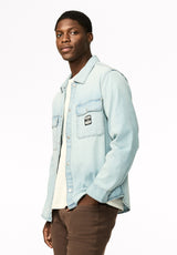 Simon chemise surdimensionnée en denim pour homme, Délavage bleu pâle - BM26290