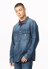 Simon chemise surdimensionnée en denim pour homme, Denim bleu - BM26291