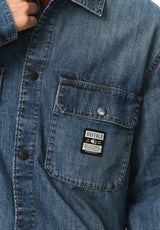 Simon chemise surdimensionnée en denim pour homme, Denim bleu - BM26291