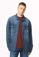Simon chemise surdimensionnée en denim pour homme, Denim bleu - BM26291