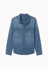 Simon chemise surdimensionnée en denim pour homme, Denim bleu - BM26291