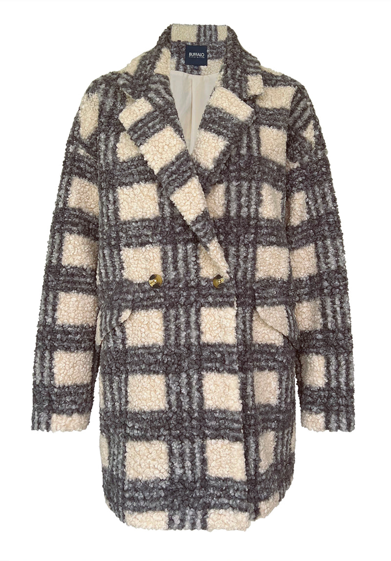 Buffalo David Bitton Aurelie Blue Cream Plaid Women's Car Coat - JK0009F  