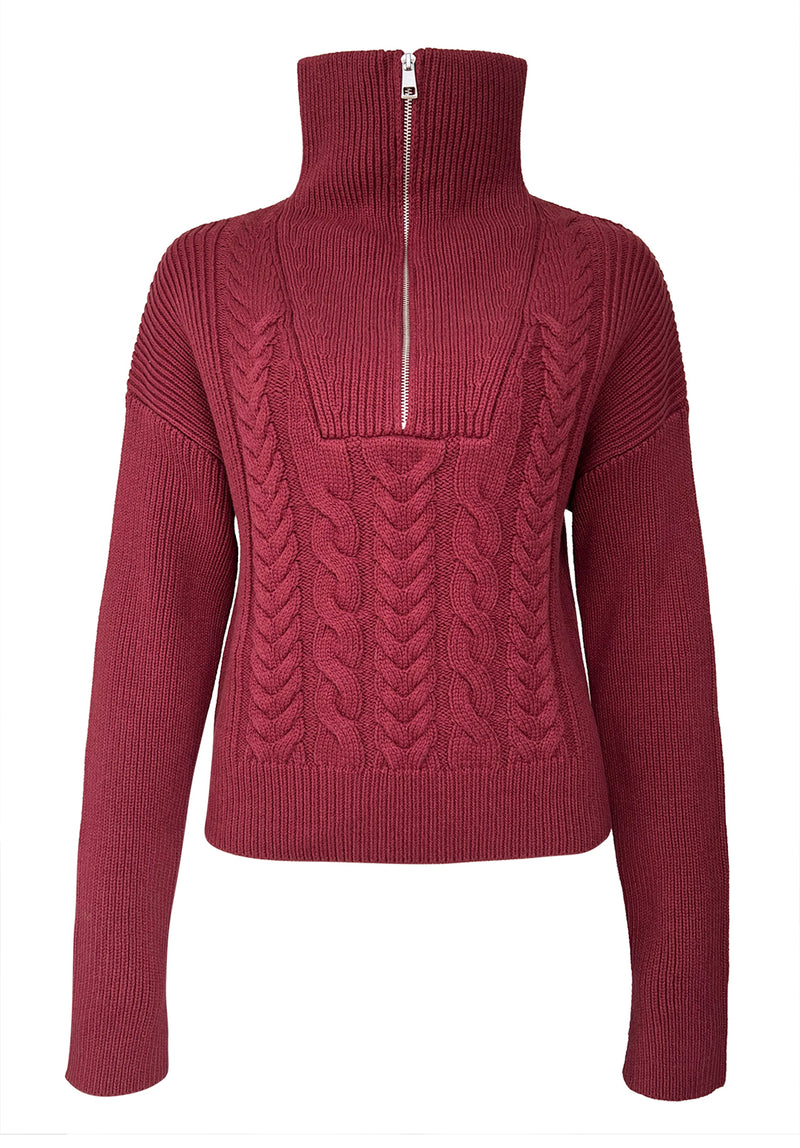 Buffalo David Bitton Sorella Long Sleeve Dark Red Sweater - SW0032F  