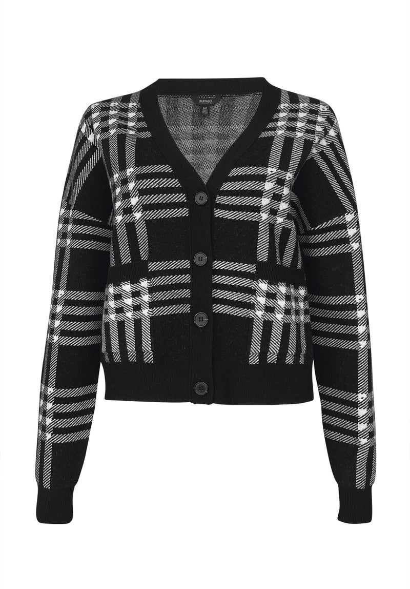 Buffalo David Bitton Rosina Black Plaid Women's Cardigan - SW0036F  