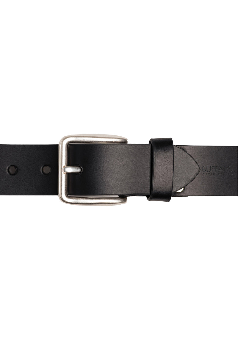 Buffalo David Bitton Smooth Full Grain Black Buffalo Leather Belt - BB1001C04 Color BLACK