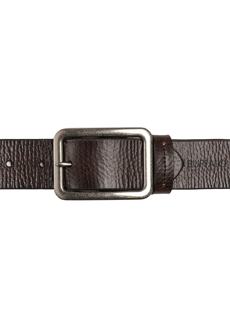 Buffalo David Bitton Textured Full Grain Brown Buffalo Leather Belt - BB1002C03 Color BROWN