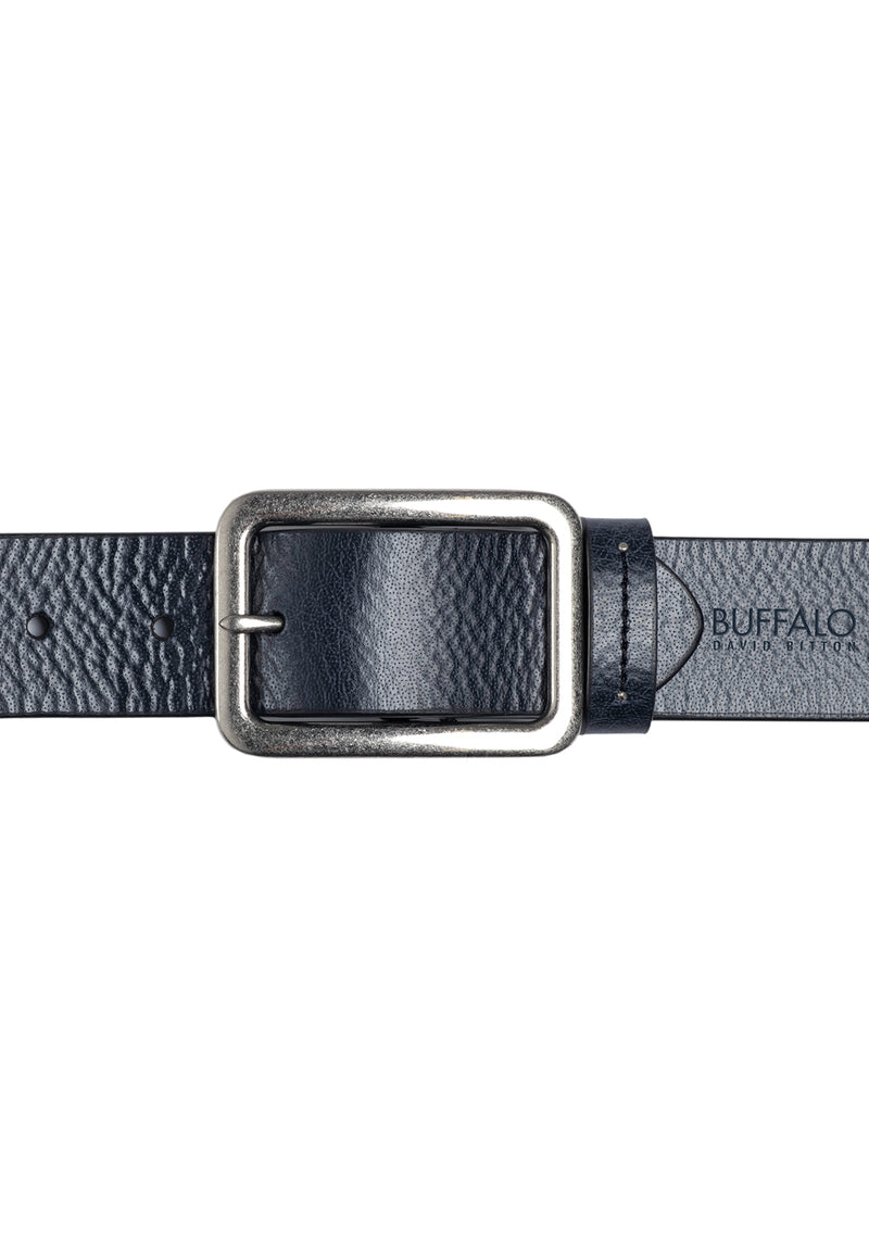 Buffalo David Bitton Textured Full Grain Black Buffalo Leather Belt - BB1002C04 Color BLACK