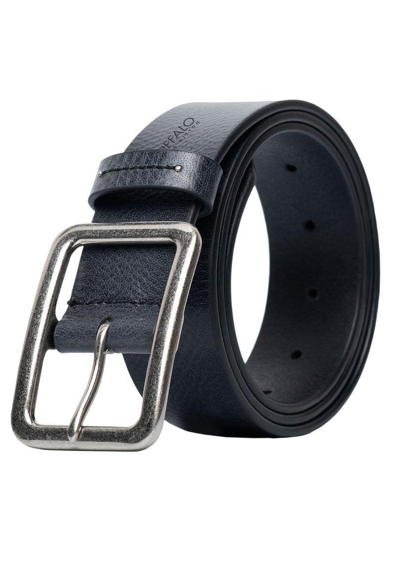 Buffalo David Bitton Textured Full Grain Black Buffalo Leather Belt - BB1002C04 Color BLACK